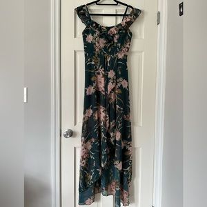 Shein Cold Shoulder High-Low Floral Dress